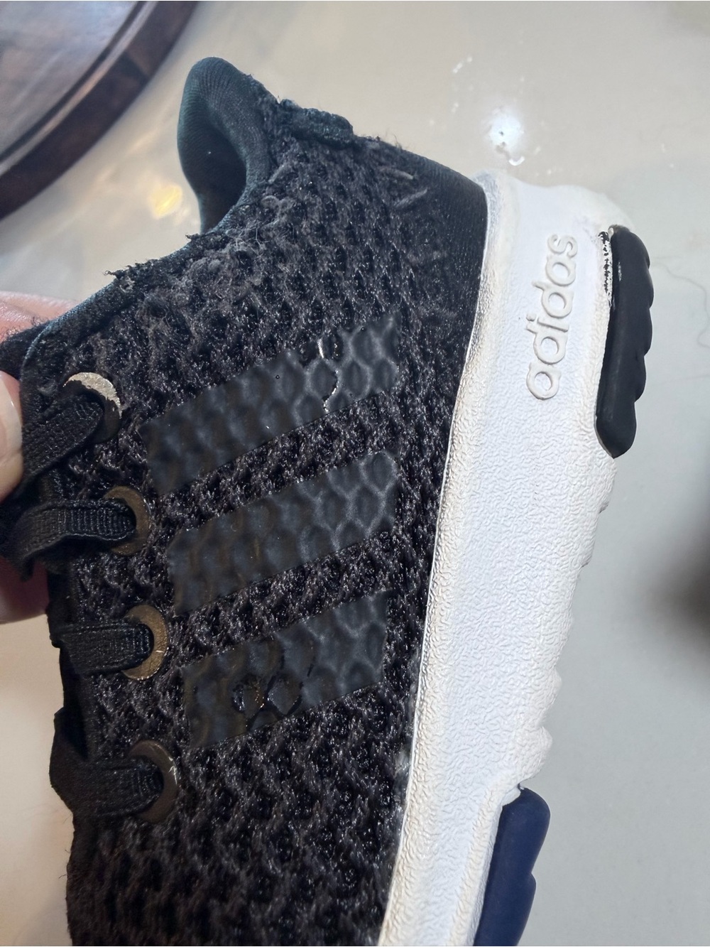adidas Kids Black Knit Sneakers with Blue Logo - Picture 6 of 10